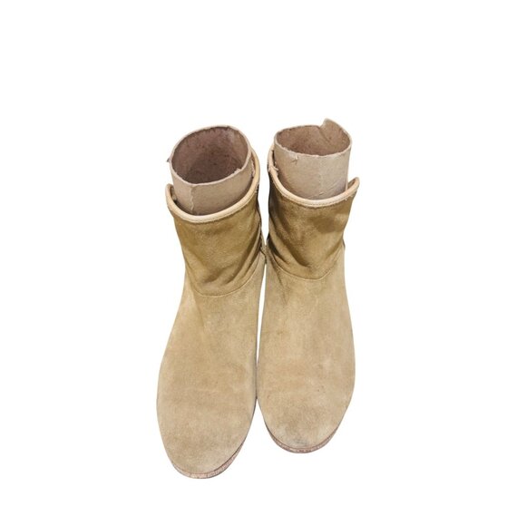 UGG Western Ankle Boots Cowgirl Tan Suede Round Toe Block Heel Casual Shoe Boho - Picture 2 of 15